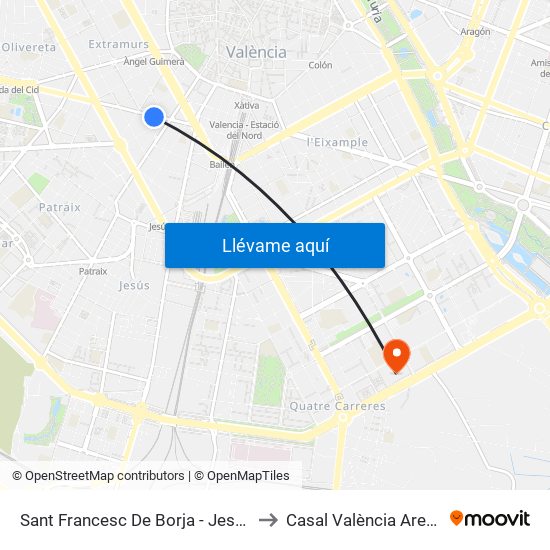 Sant Francesc De Borja - Jesús to Casal València Arena map