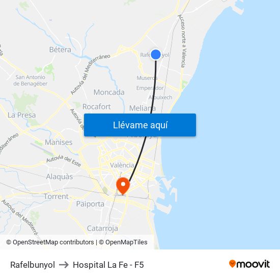 Rafelbunyol to Hospital La Fe - F5 map