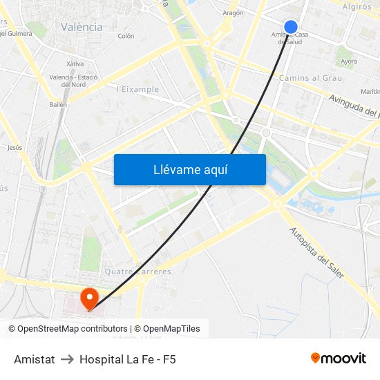 Amistat to Hospital La Fe - F5 map