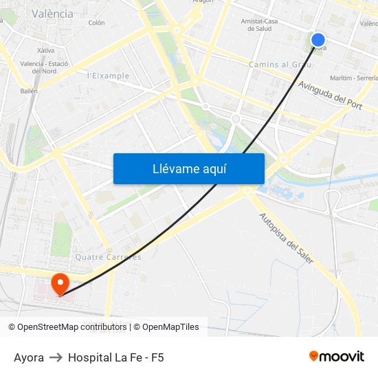 Ayora to Hospital La Fe - F5 map
