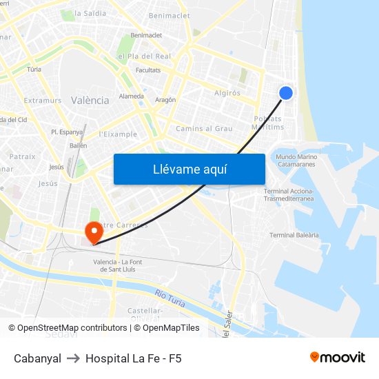 Cabanyal to Hospital La Fe - F5 map