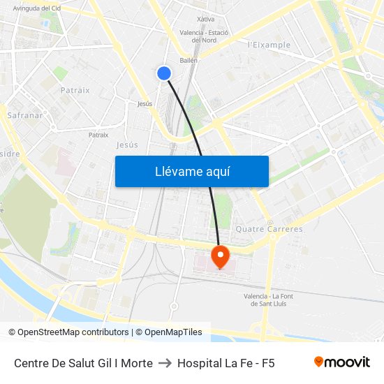 Centre De Salut Gil I Morte to Hospital La Fe - F5 map