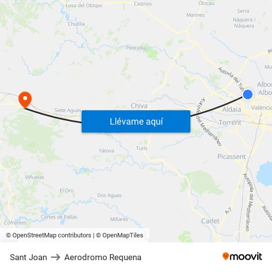 Sant Joan to Aerodromo Requena map