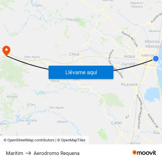 Marítim to Aerodromo Requena map