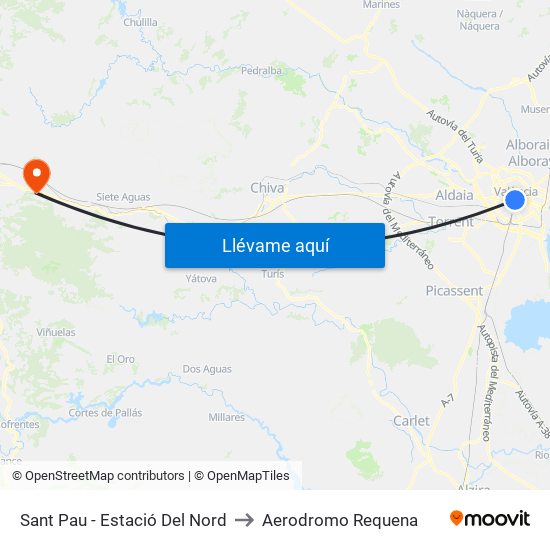 Estació Del Nord - Sant Pau to Aerodromo Requena map