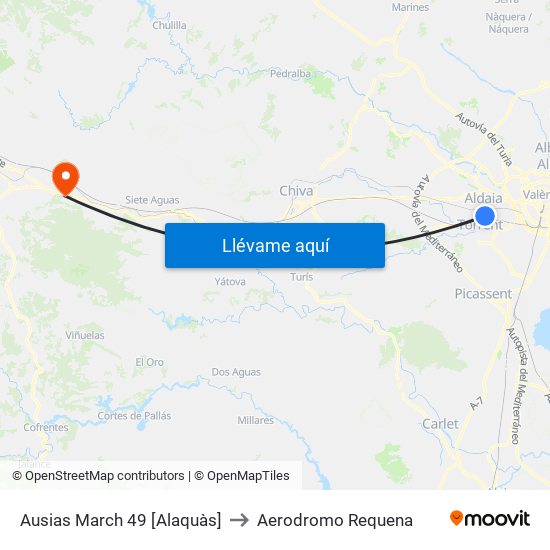 Ausias March 49 [Alaquàs] to Aerodromo Requena map