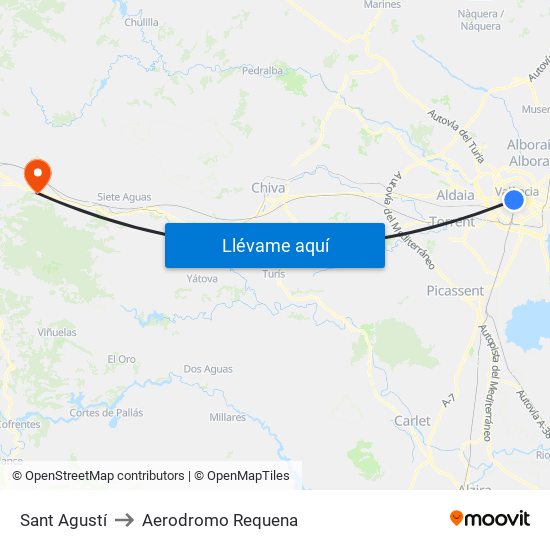 Estació Del Nord - Guillem De Castro to Aerodromo Requena map