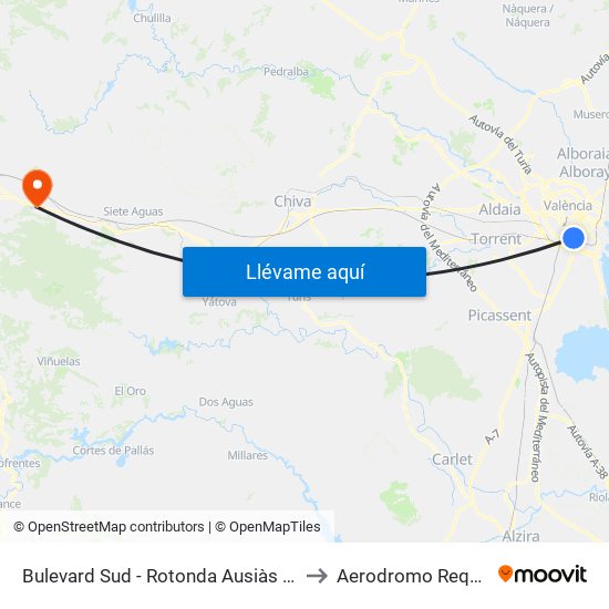 Rotonda Dels Hams to Aerodromo Requena map