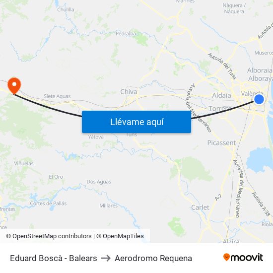Eduard Boscà - Balears to Aerodromo Requena map