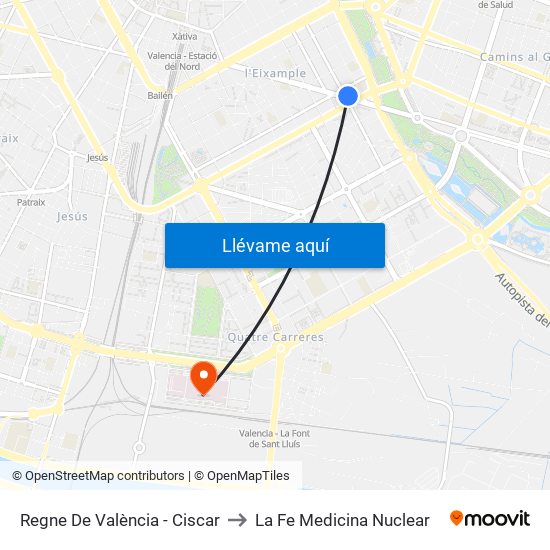 Regne De València - Ciscar to La Fe Medicina Nuclear map