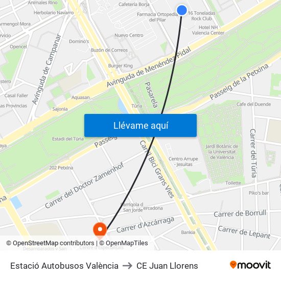 Estació Autobusos València to CE Juan Llorens map