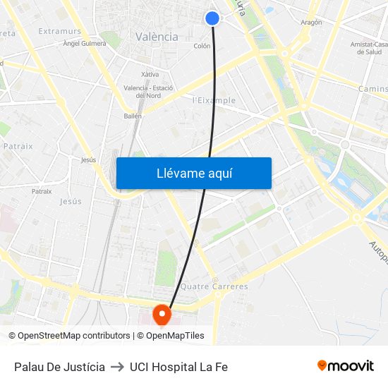 Palau De Justícia to UCI Hospital La Fe map