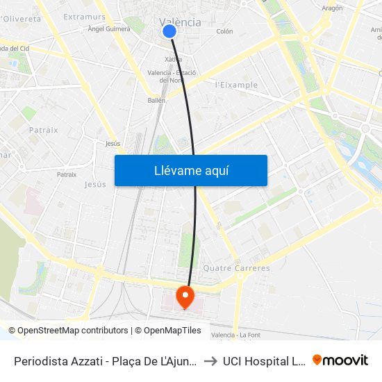 Plaça De L'Ajuntament - Periodista Azzati to UCI Hospital La Fe map