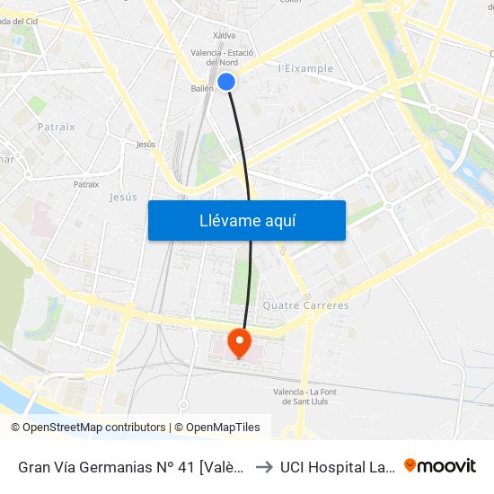 Gran Vía Germanias Nº 41 [València] to UCI Hospital La Fe map