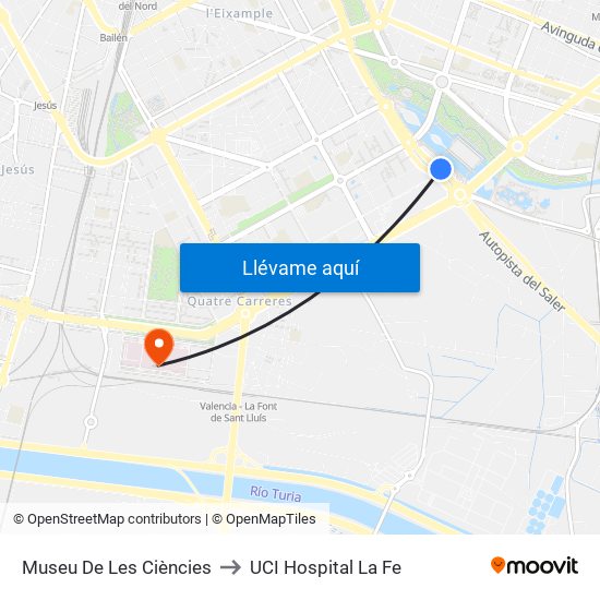 Museu De Les Ciències to UCI Hospital La Fe map