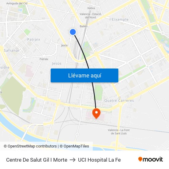 Centre De Salut Gil I Morte to UCI Hospital La Fe map