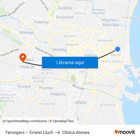 Tarongers – Ernest Lluch to Clínica Atenea map