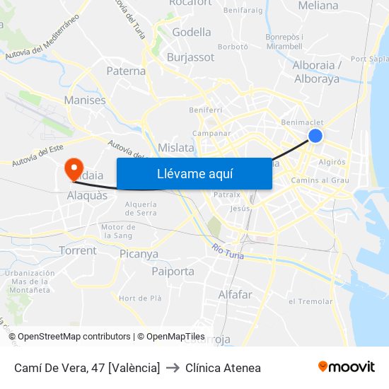 Camí De Vera, 47 [València] to Clínica Atenea map