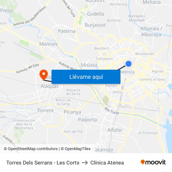 Les Corts to Clínica Atenea map