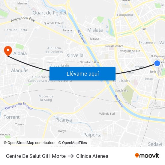 Centre De Salut Gil I Morte to Clínica Atenea map