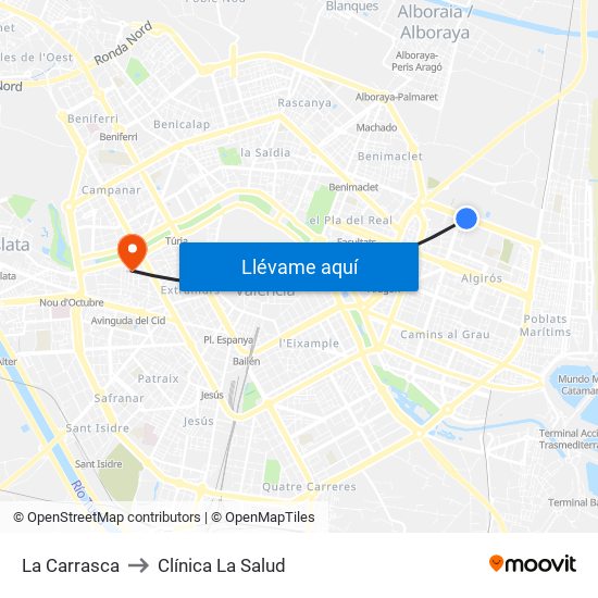La Carrasca to Clínica La Salud map
