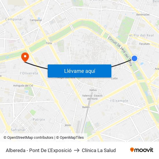 Metro Alameda to Clínica La Salud map