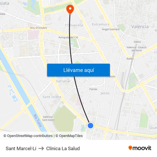 Sant Marcel·Lí to Clínica La Salud map