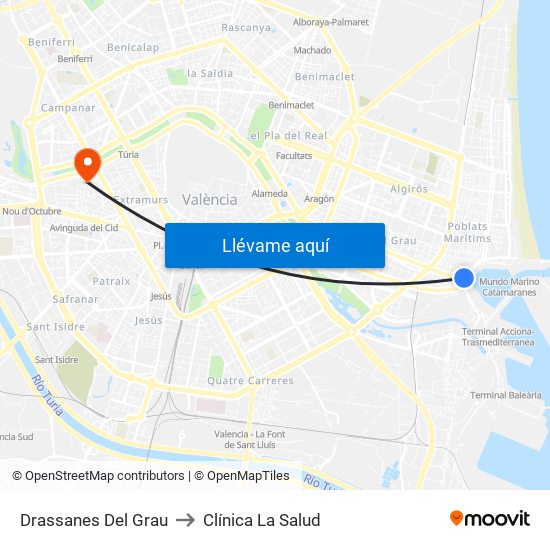 Drassanes Del Grau to Clínica La Salud map