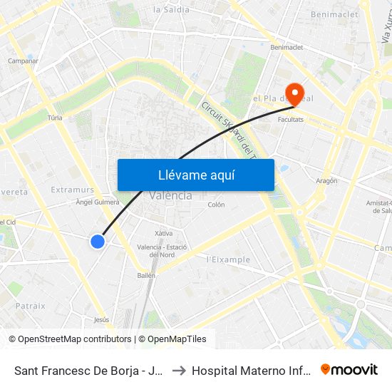 Sant Francesc De Borja - Jesús to Hospital Materno Infantil map
