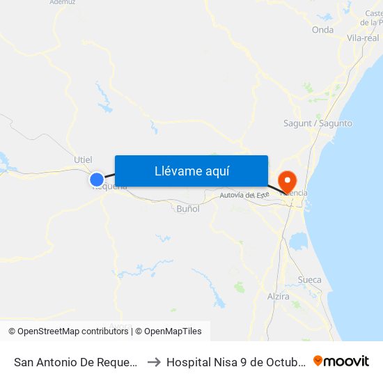 San Antonio De Requena to Hospital Nisa 9 de Octubre map