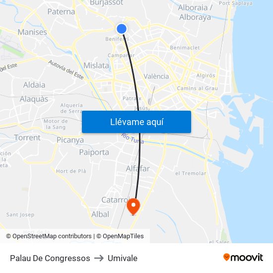 Palau De Congressos to Umivale map