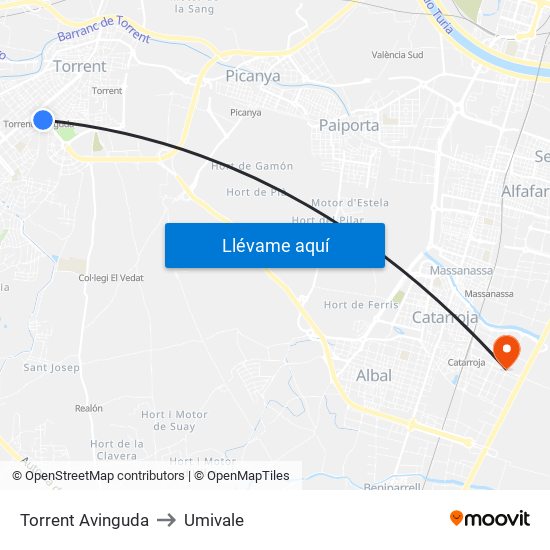 Torrent Avinguda to Umivale map