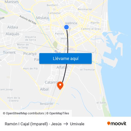 Ramón Y Cajal (Imparell) - Jesús to Umivale map