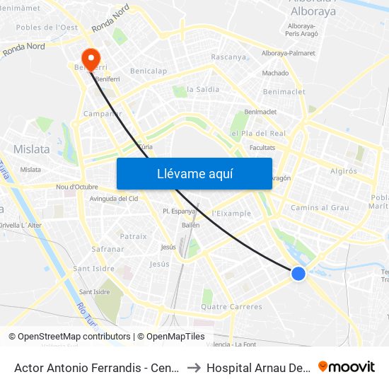 Actor Antonio Ferrandis - Centre Comercial to Hospital Arnau De Vilanova map