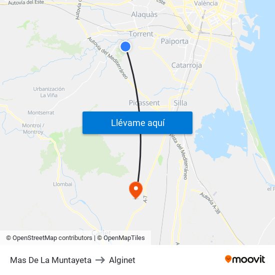 Mas De La Muntayeta to Alginet map