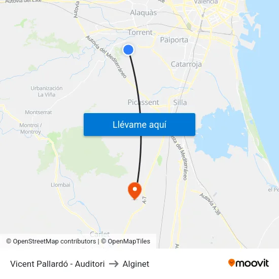 Vicent Pallardó - Auditori to Alginet map