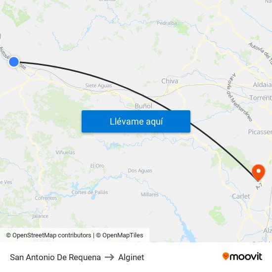 San Antonio De Requena to Alginet map