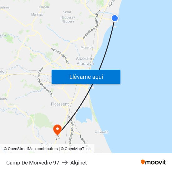 Camp De Morvedre 97 to Alginet map