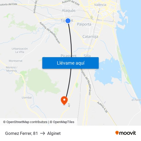 Gomez Ferrer, 81 to Alginet map