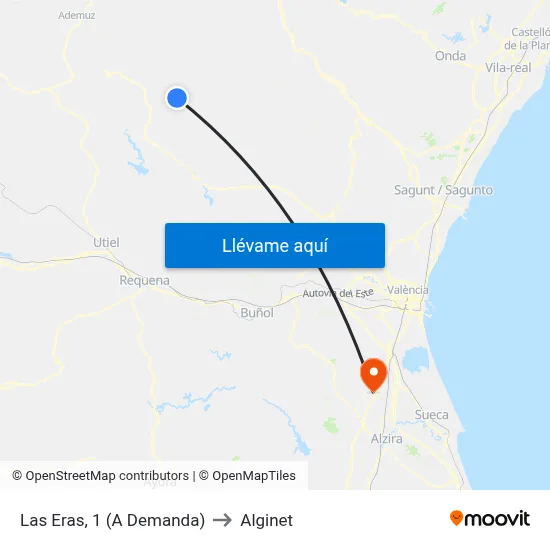 Las Eras, 1 (A Demanda) to Alginet map