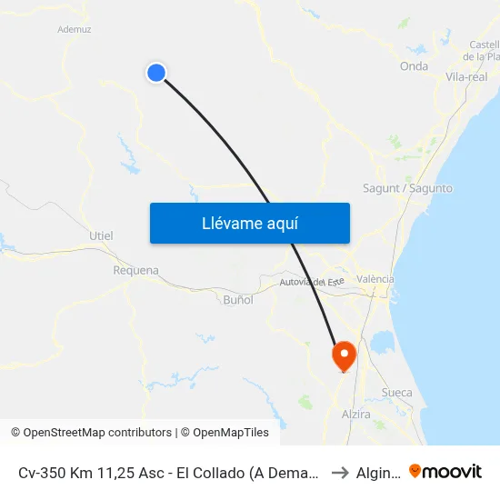 Cv-350 Km 11,25 Asc - El Collado (A Demanda) to Alginet map