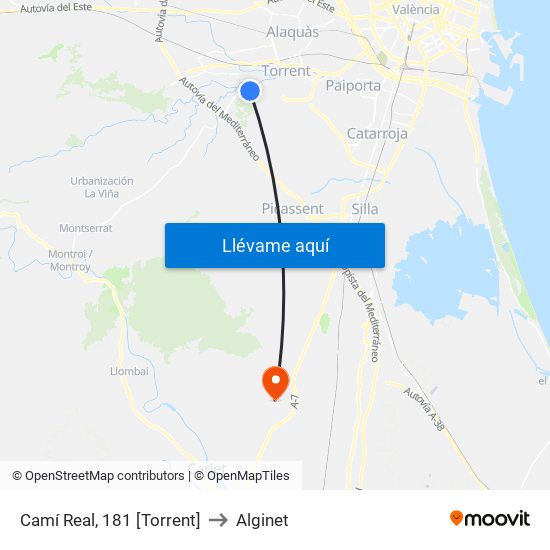 Camí Real, 181 [Torrent] to Alginet map