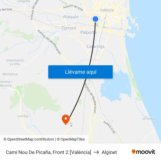 Camí Nou De Picaña, Front 2 [València] to Alginet map