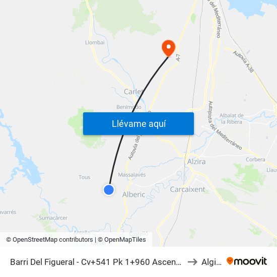 Barri Del Figueral - Cv+541 Pk 1+960 Ascendente [Alberic] to Alginet map