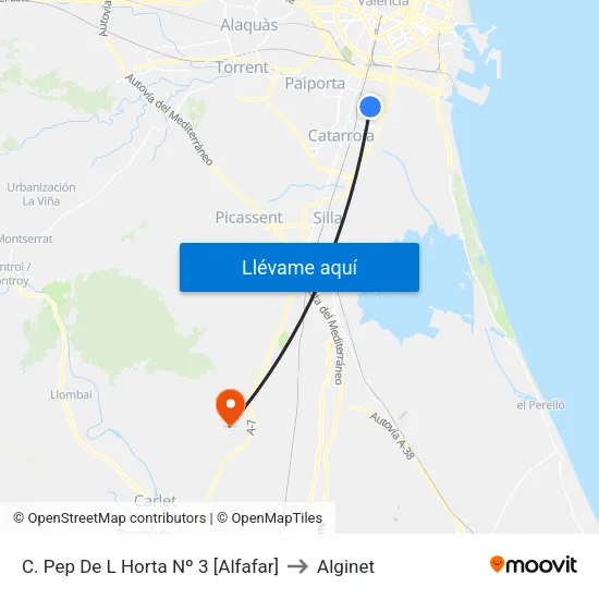 C. Pep De L Horta Nº 3 [Alfafar] to Alginet map