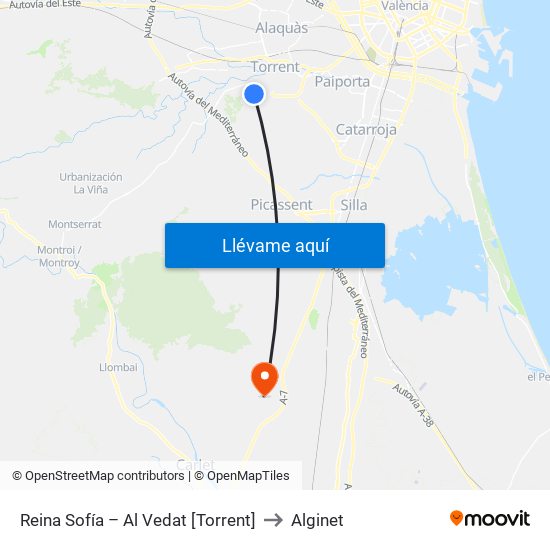 Reina Sofía – Al Vedat [Torrent] to Alginet map