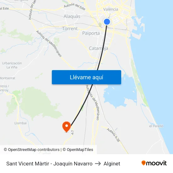 Sant Vicent Màrtir - Joaquín Navarro to Alginet map