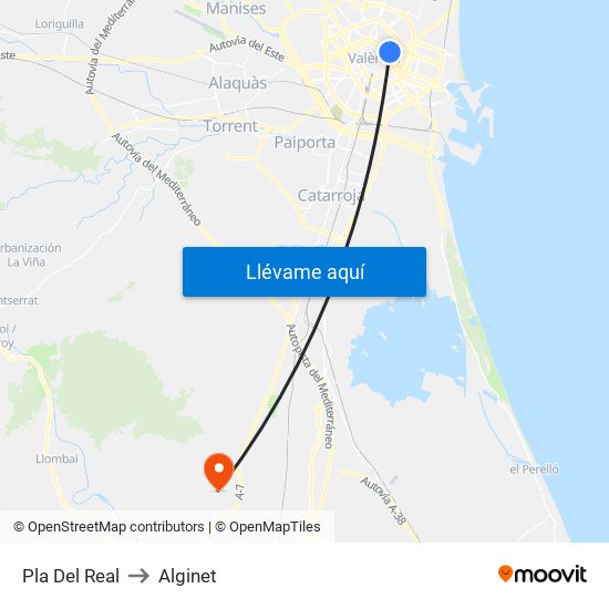 Pla Del Real to Alginet map