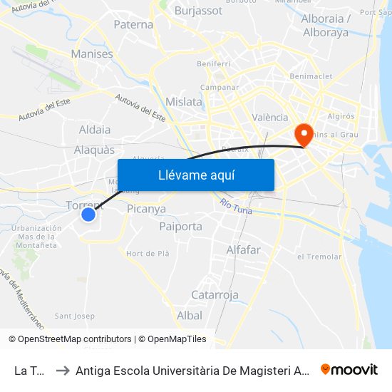 La Torre to Antiga Escola Universitària De Magisteri Ausiàs March map