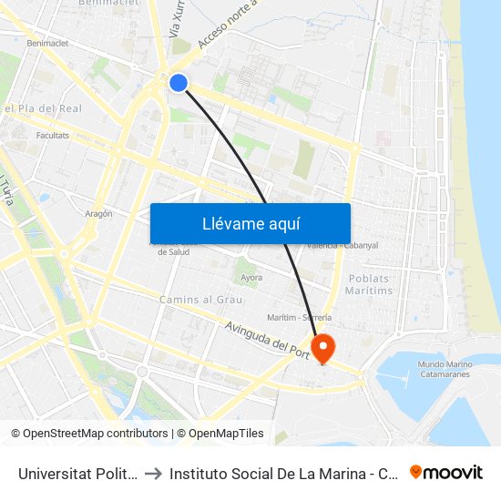 Universitat Politècnica to Instituto Social De La Marina - Casa Del Mar map